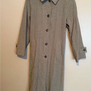 Jones New York Taupe Herringbone Button-Up Wool Coat